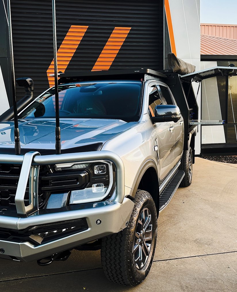 Silver 2023 Ford Ranger Wildtrak with OzTrack canopy