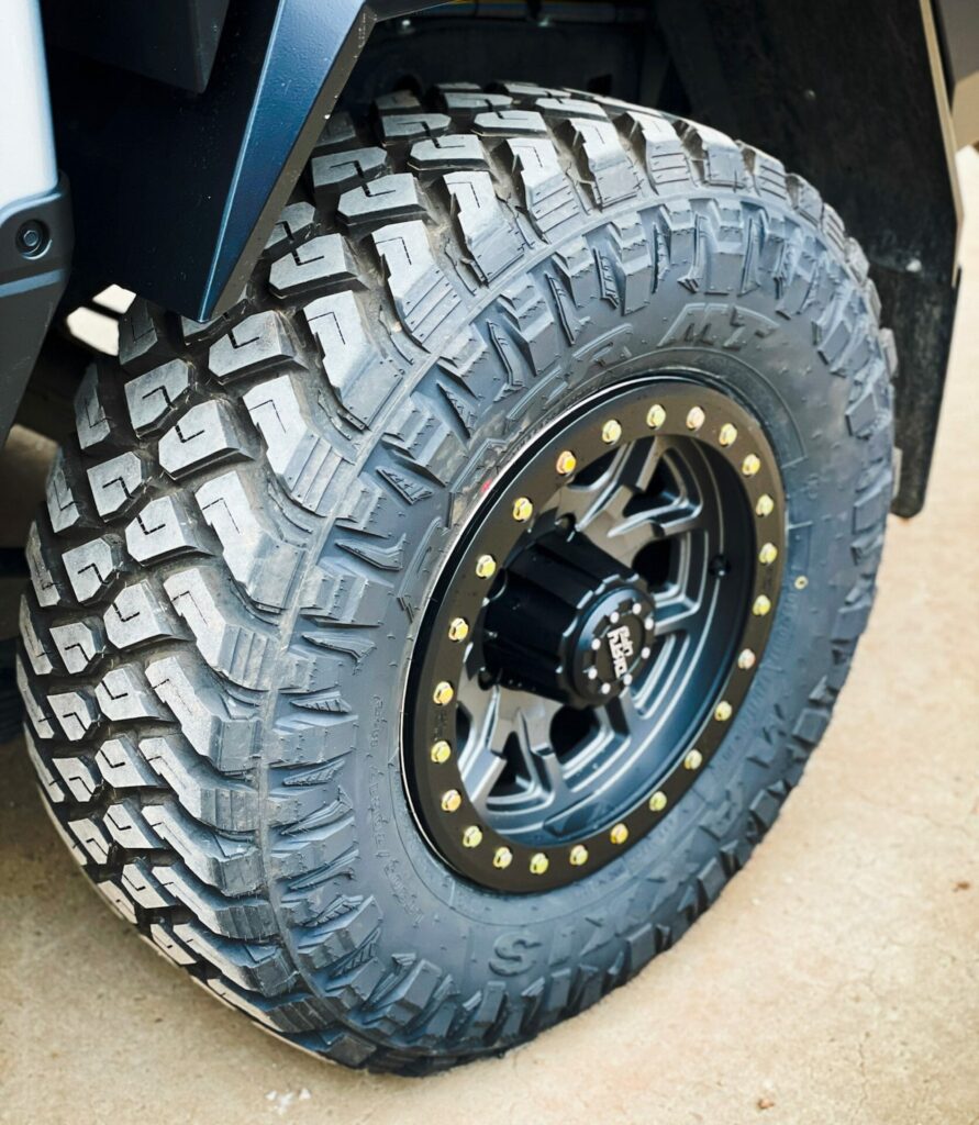 17x8 Dirty Life wheels wrapped in Maxxis Razor